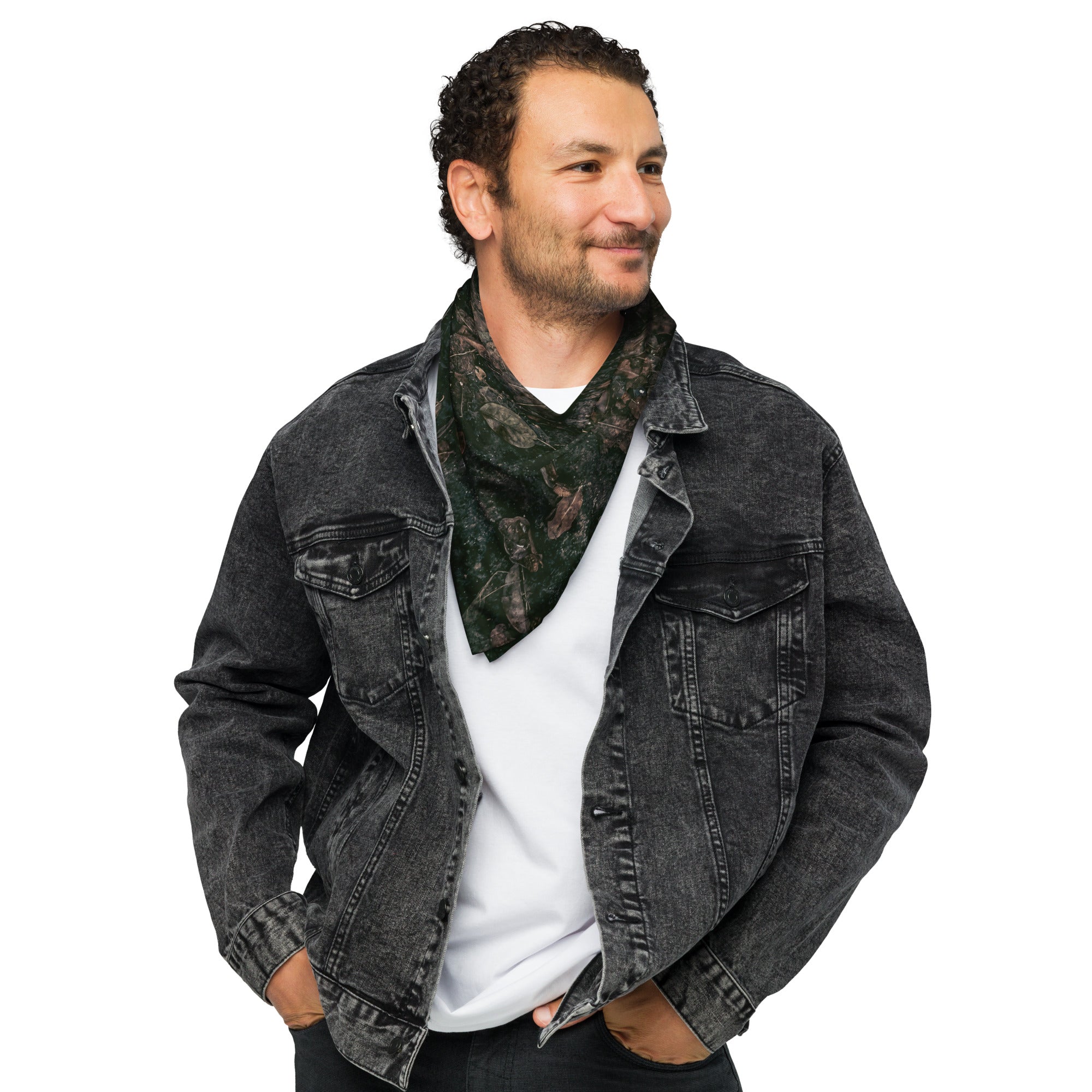 Camouflage print bandana made from lightweight, breathable recycled polyester with moisture-wicking fabric and UPF50+ protection.