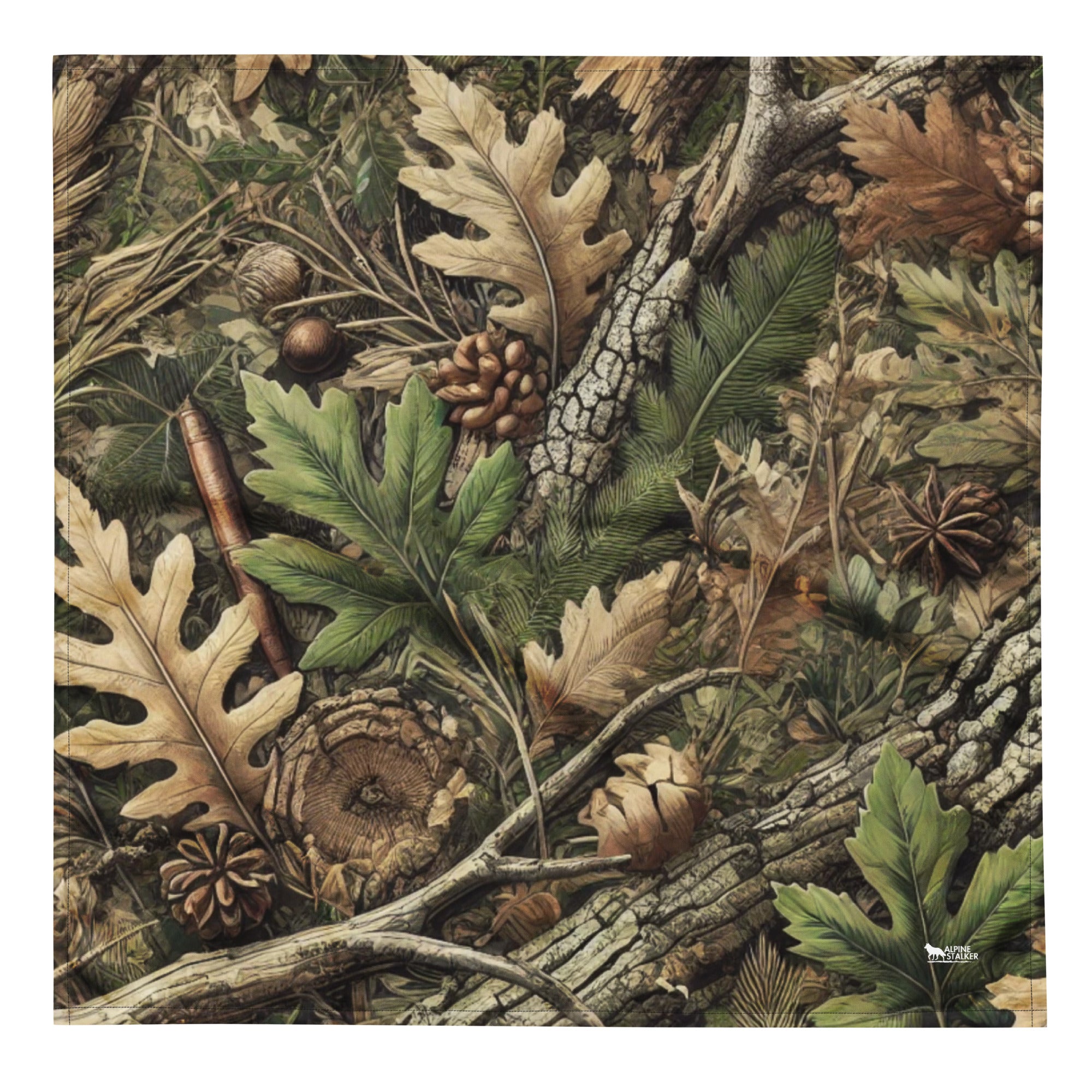 Camouflage print bandana made from lightweight, breathable recycled polyester with moisture-wicking fabric and UPF50+ protection.