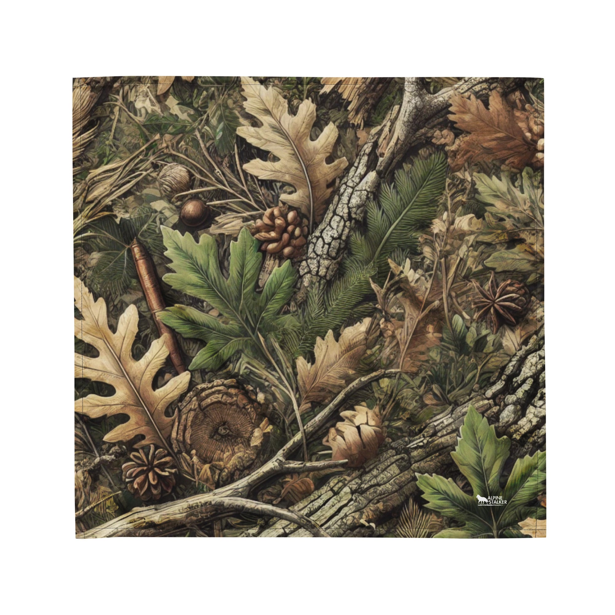 Camouflage print bandana made from lightweight, breathable recycled polyester with moisture-wicking fabric and UPF50+ protection.