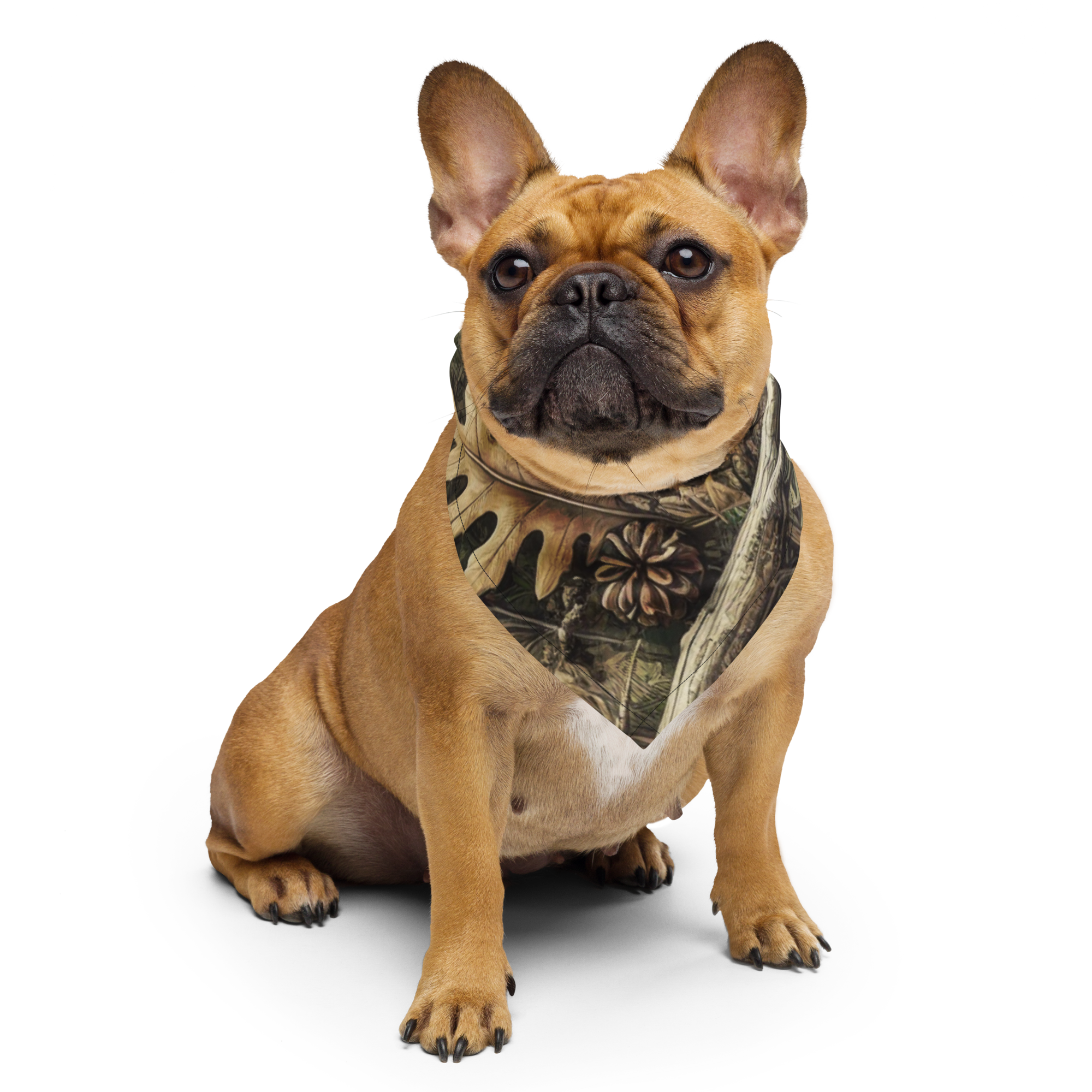 Camouflage print bandana made from lightweight, breathable recycled polyester with moisture-wicking fabric and UPF50+ protection.