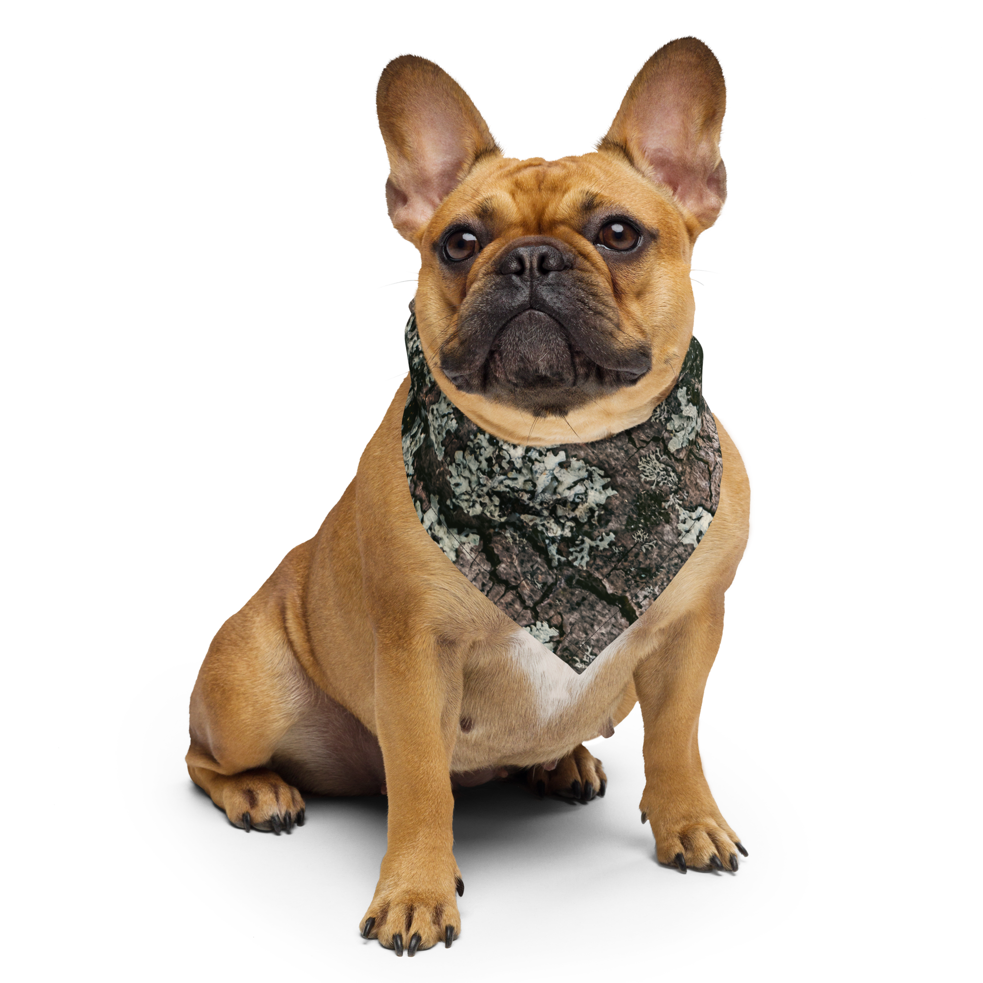 Camouflage print bandana made from lightweight, breathable recycled polyester with moisture-wicking fabric and UPF50+ protection.