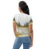 woman with nature inspired t-shirt back