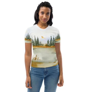 woman with nature inspired t-shirt