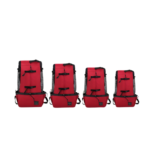 a set of 4 dog carrier backpacks in red